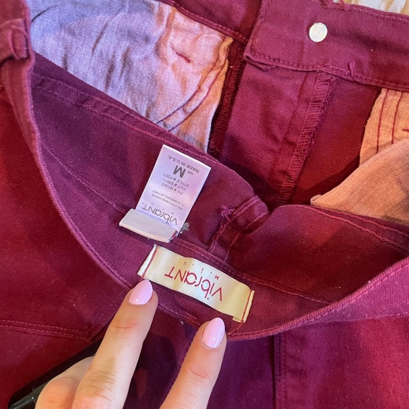 Vibrant burgundy high rise cut off shorts - Picture 2 of 3